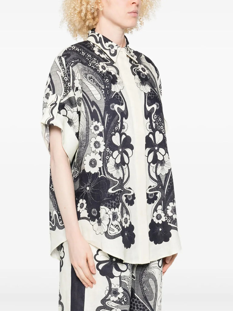 floral-print short-sleeve shirt