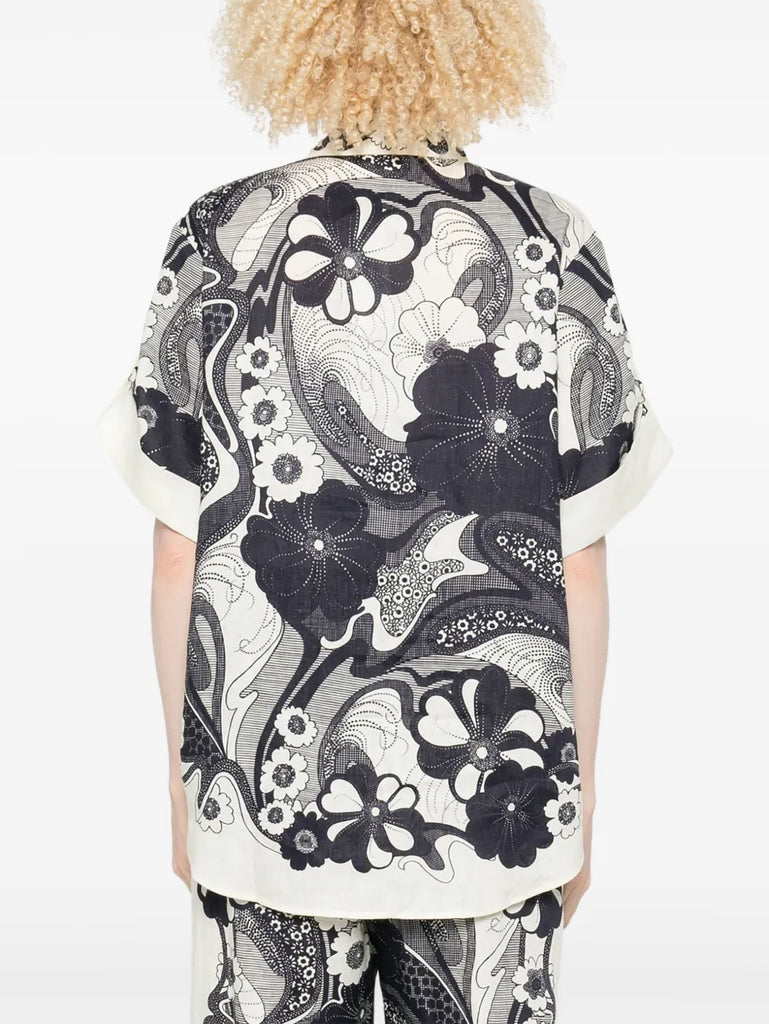 floral-print short-sleeve shirt