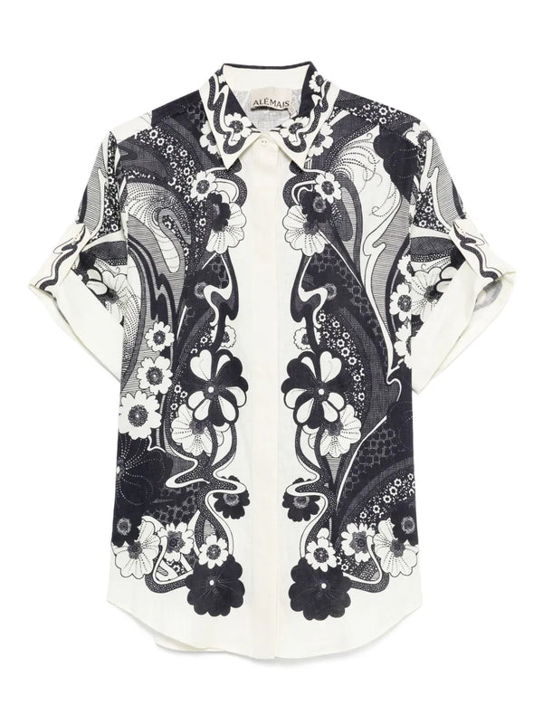 floral-print short-sleeve shirt