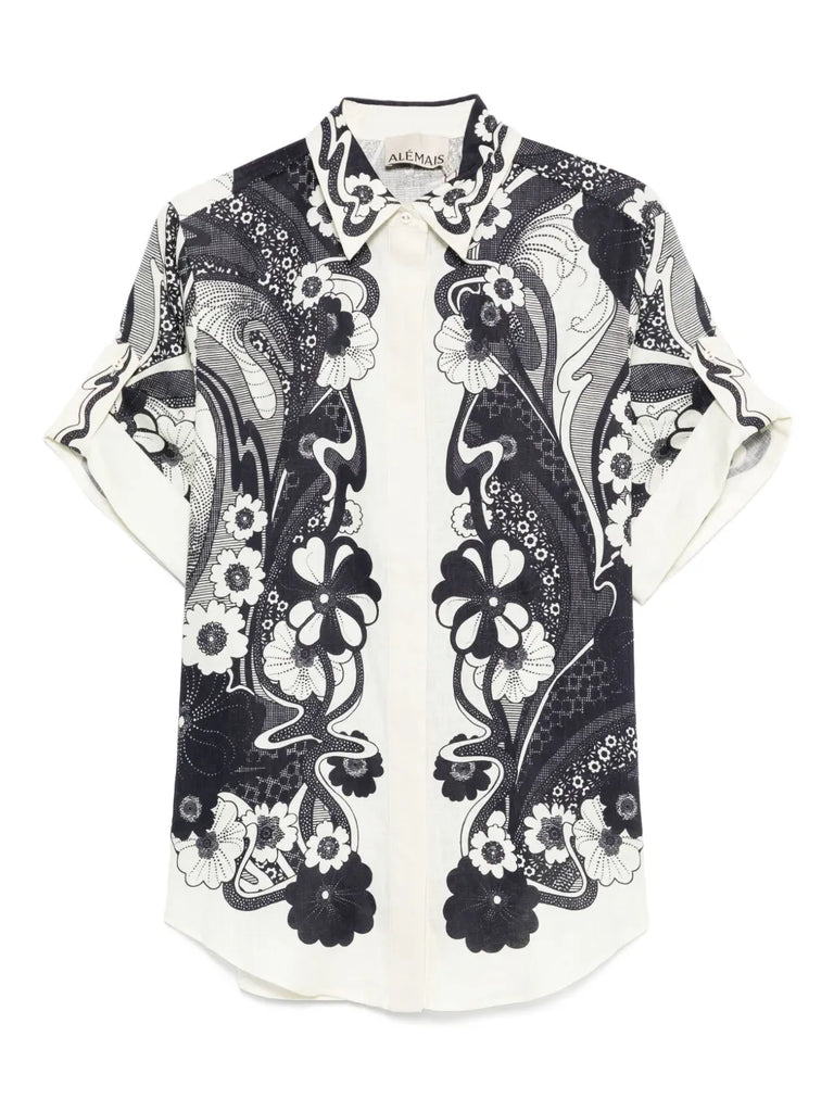 floral-print short-sleeve shirt