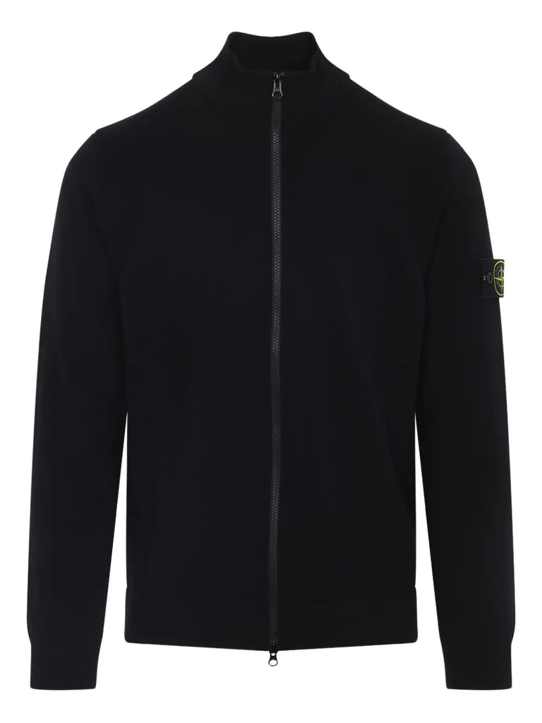zip-front logo-patch cardigan