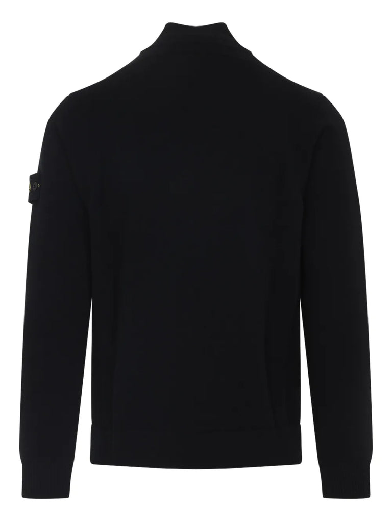 zip-front logo-patch cardigan