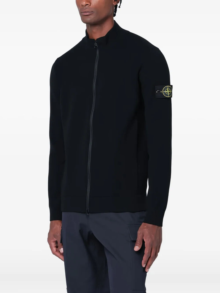zip-front logo-patch cardigan