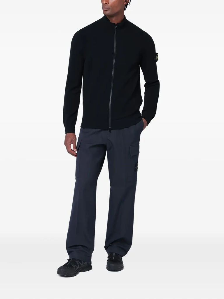 zip-front logo-patch cardigan