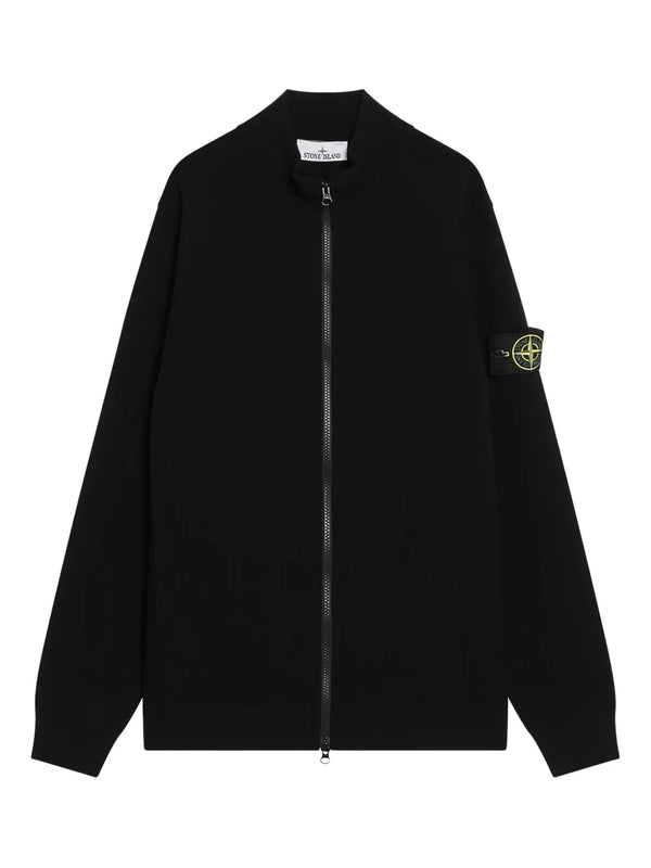 zip-front logo-patch cardigan