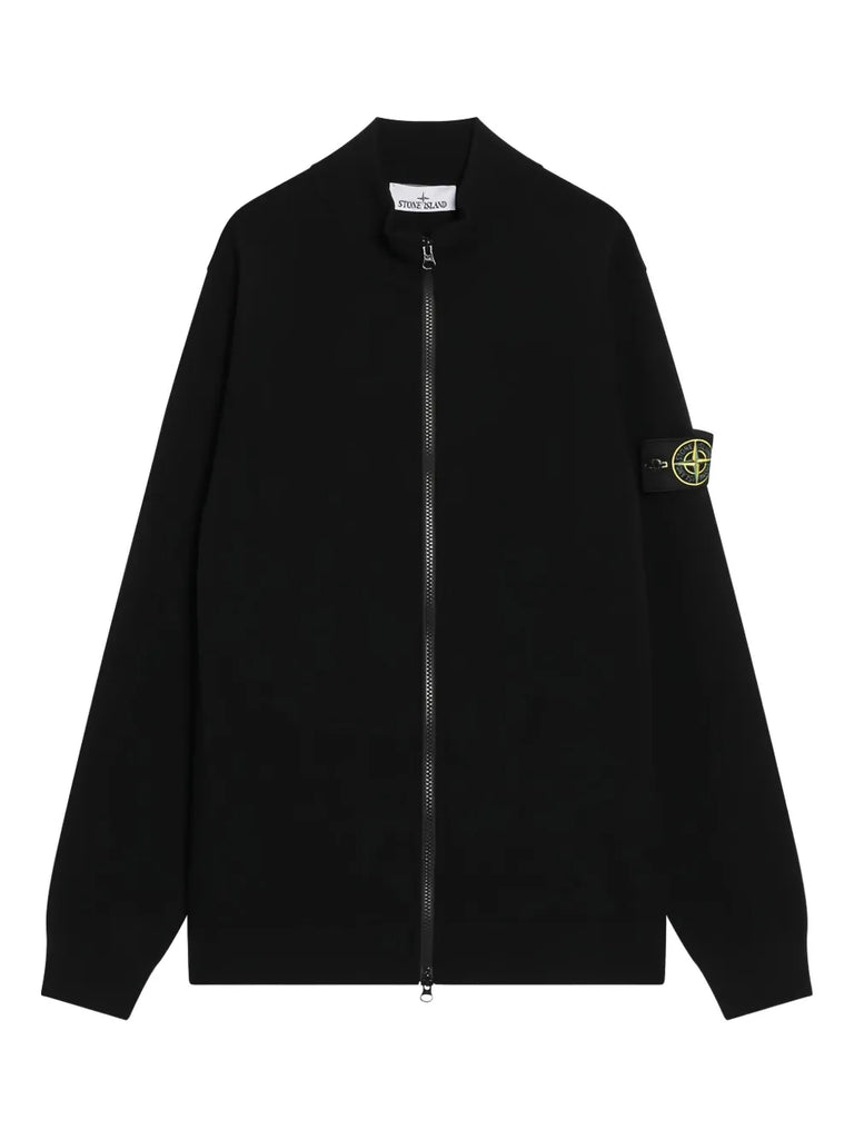 zip-front logo-patch cardigan