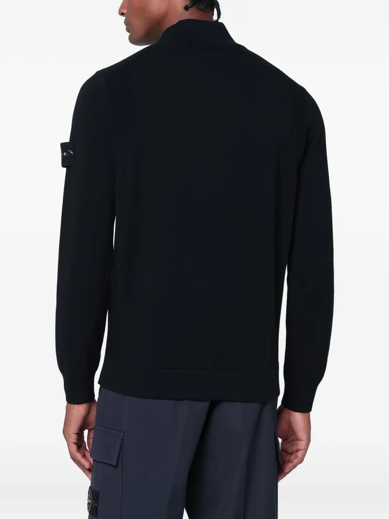 zip-front logo-patch cardigan