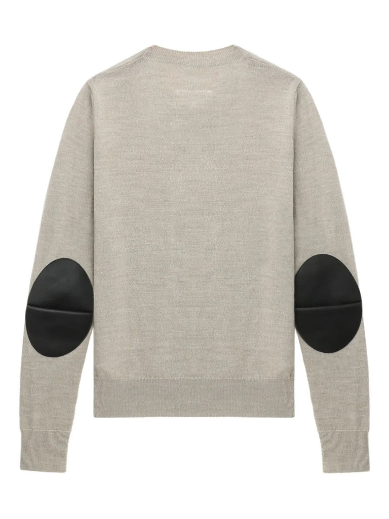elbow-patch crew-neck sweater