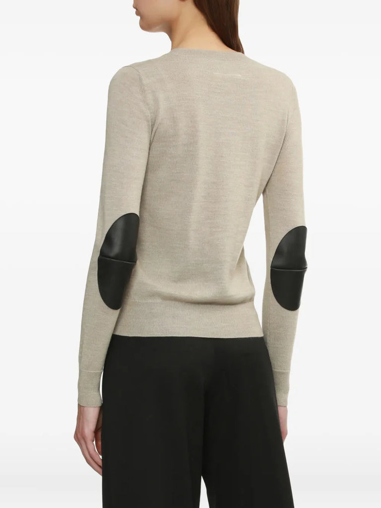 elbow-patch crew-neck sweater