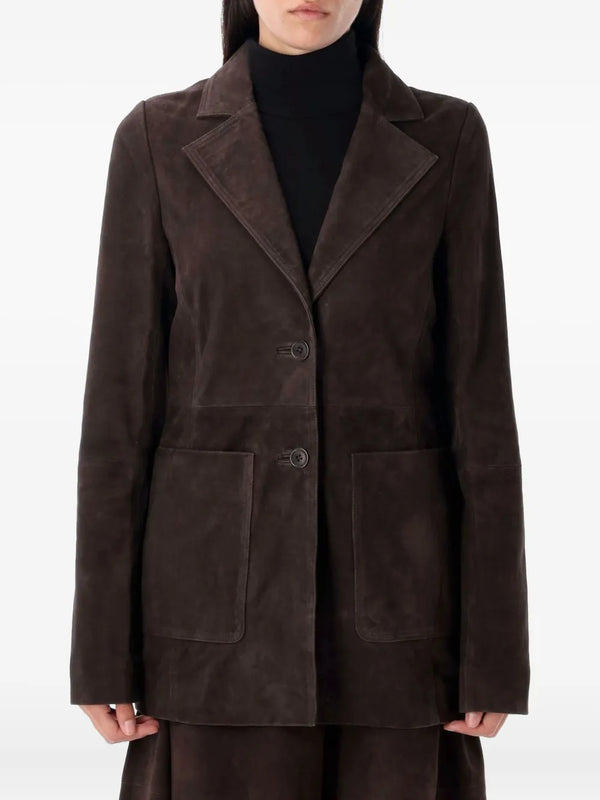 suede single-breasted blazer