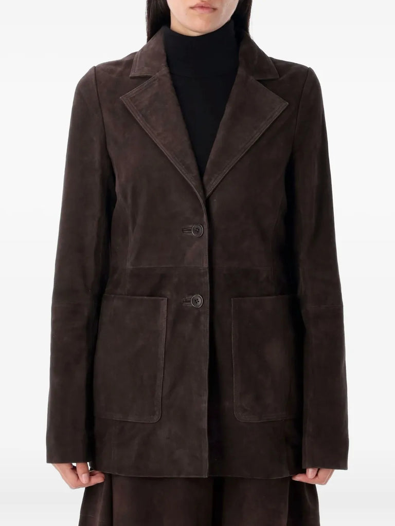 suede single-breasted blazer