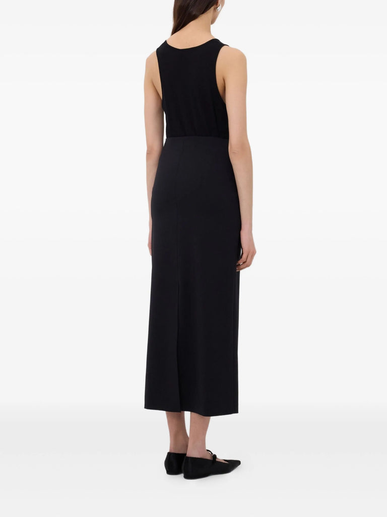Samos back-vent long straight skirt