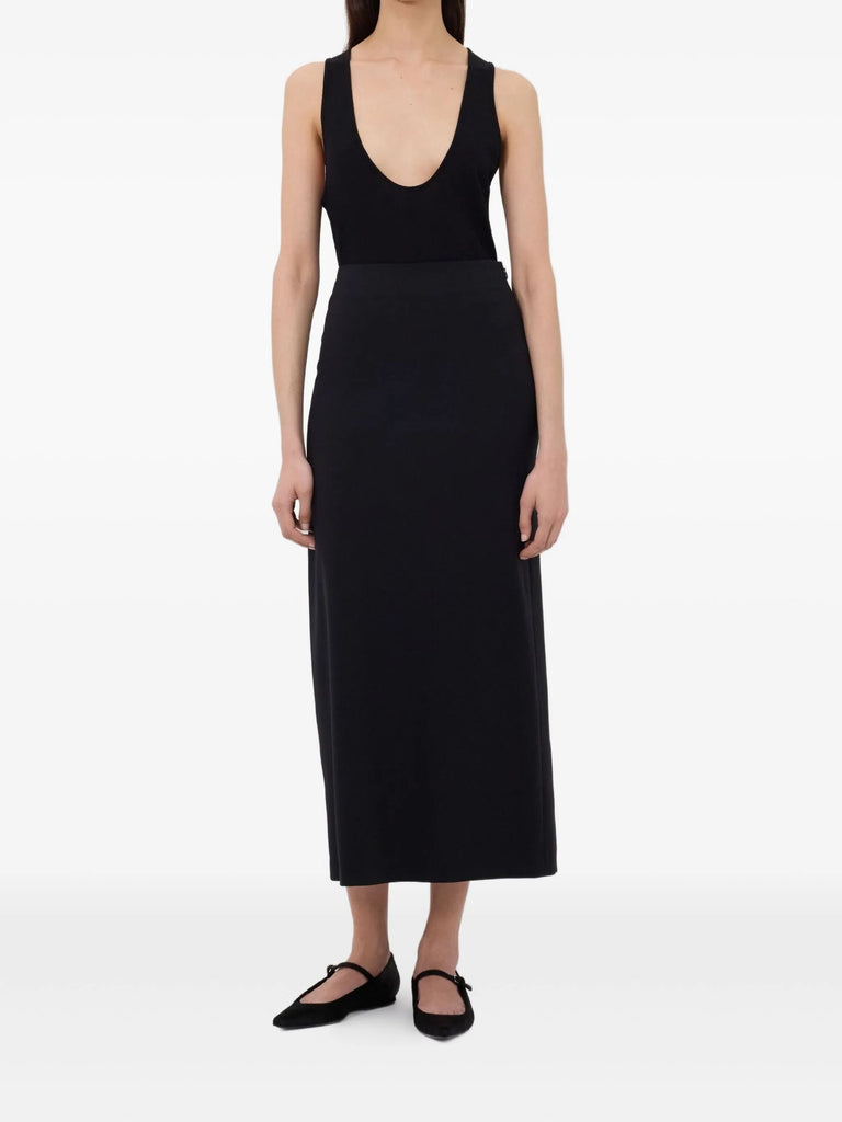Samos back-vent long straight skirt