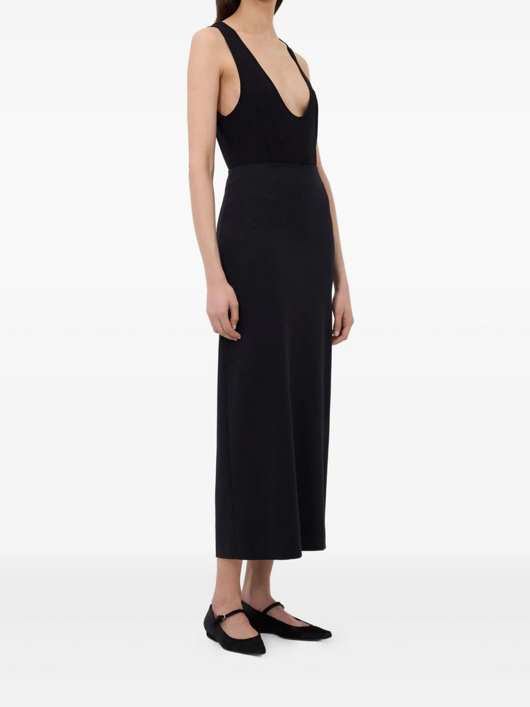 Samos back-vent long straight skirt