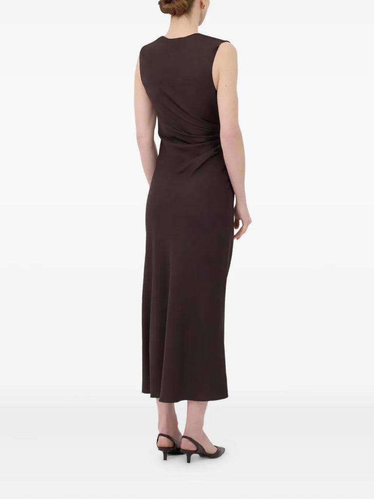 Roan draped metal-ornament midi dress