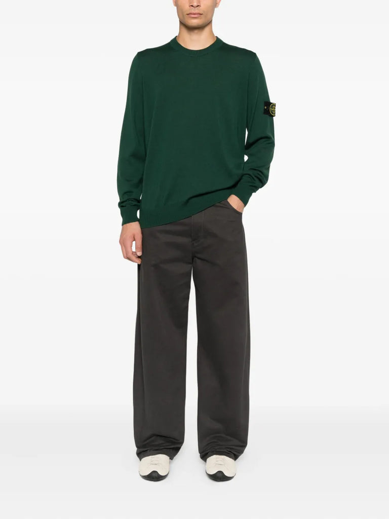 crew-neck patch sweater