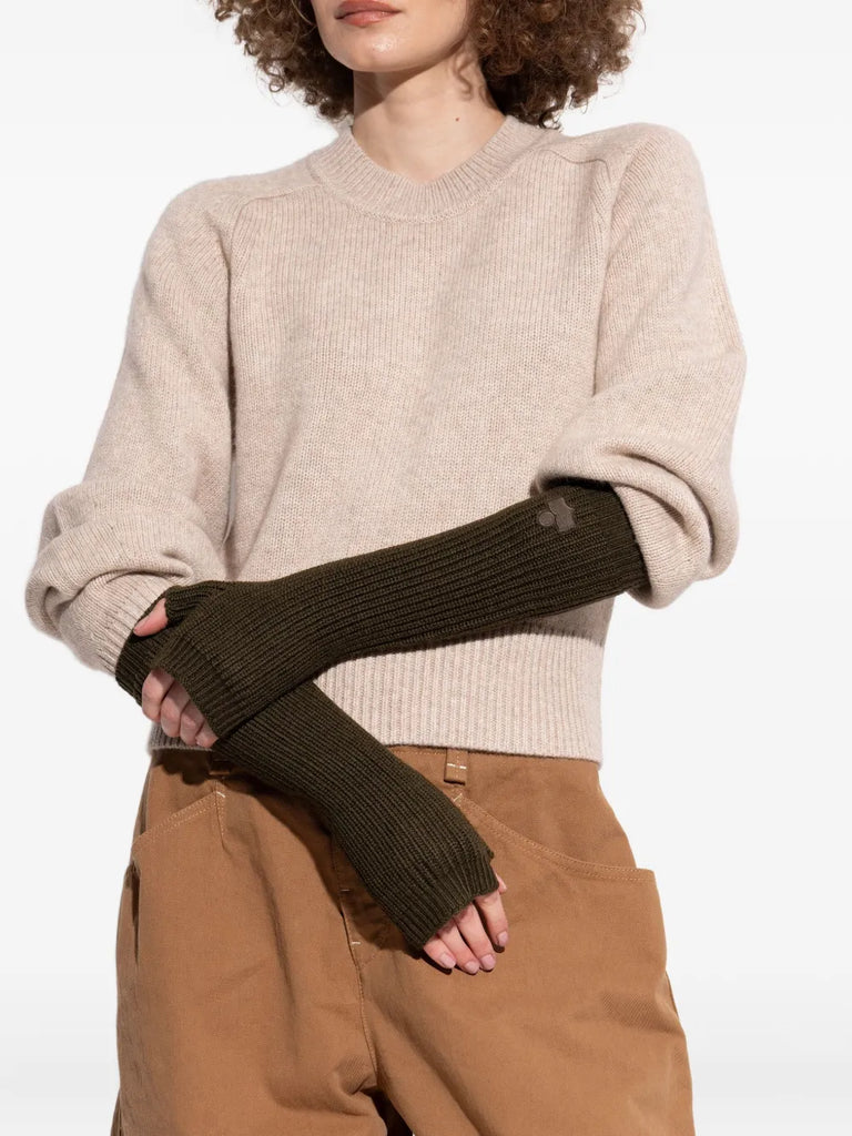 ribbed logo-patch gloves