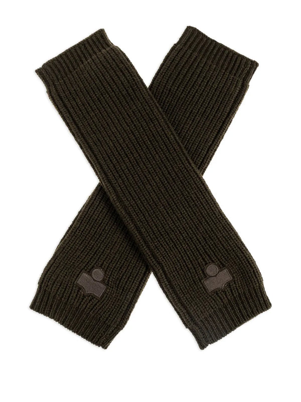 ribbed logo-patch gloves