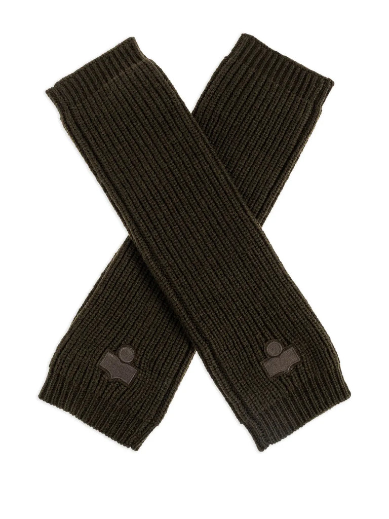 ribbed logo-patch gloves
