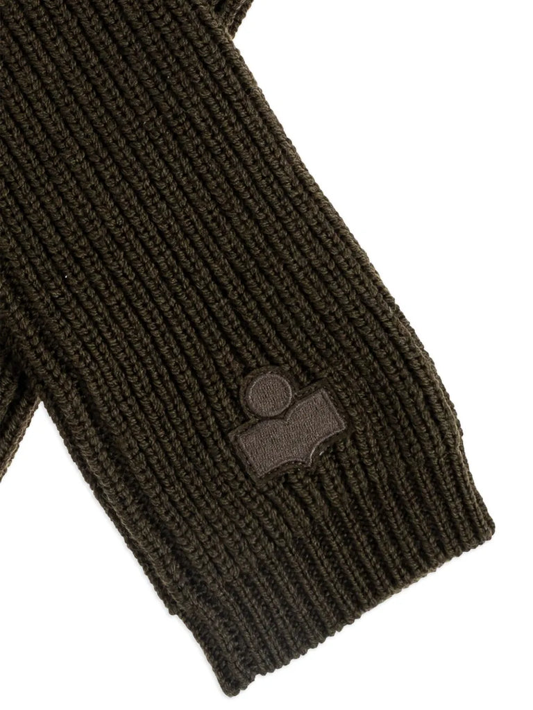 ribbed logo-patch gloves