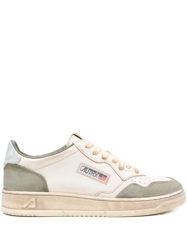 leather panelled sneakers