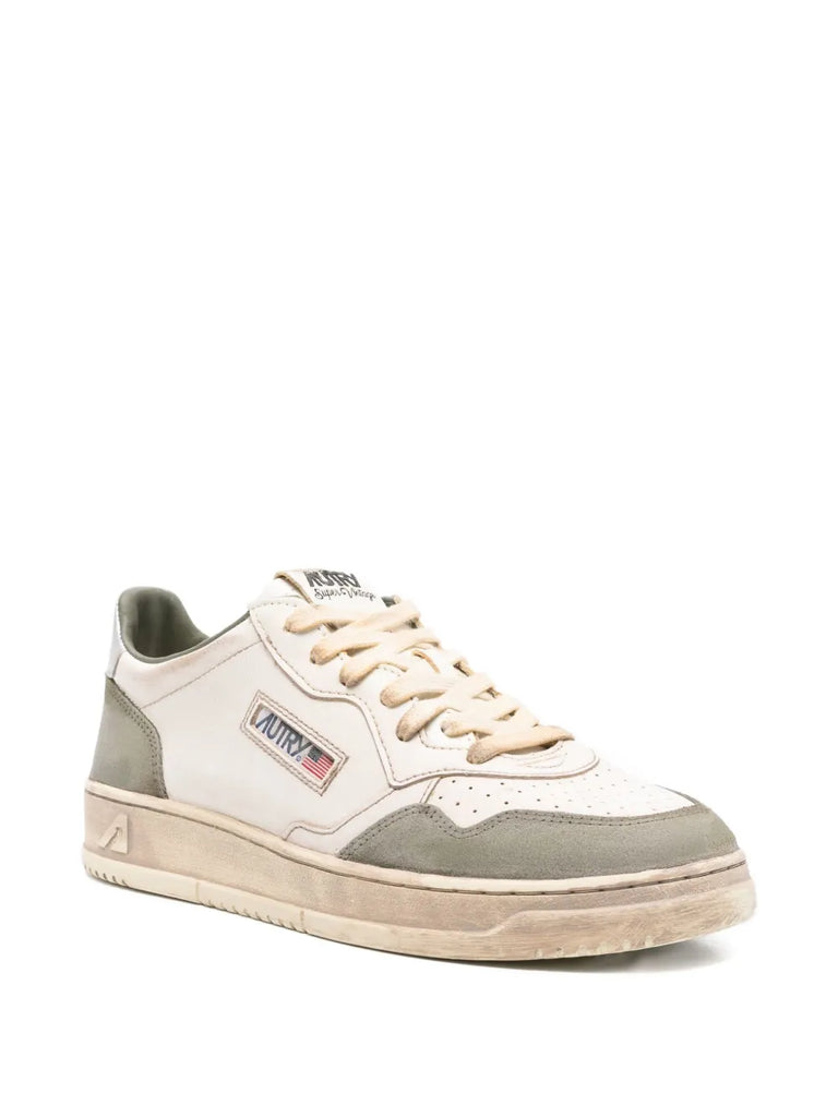 leather panelled sneakers