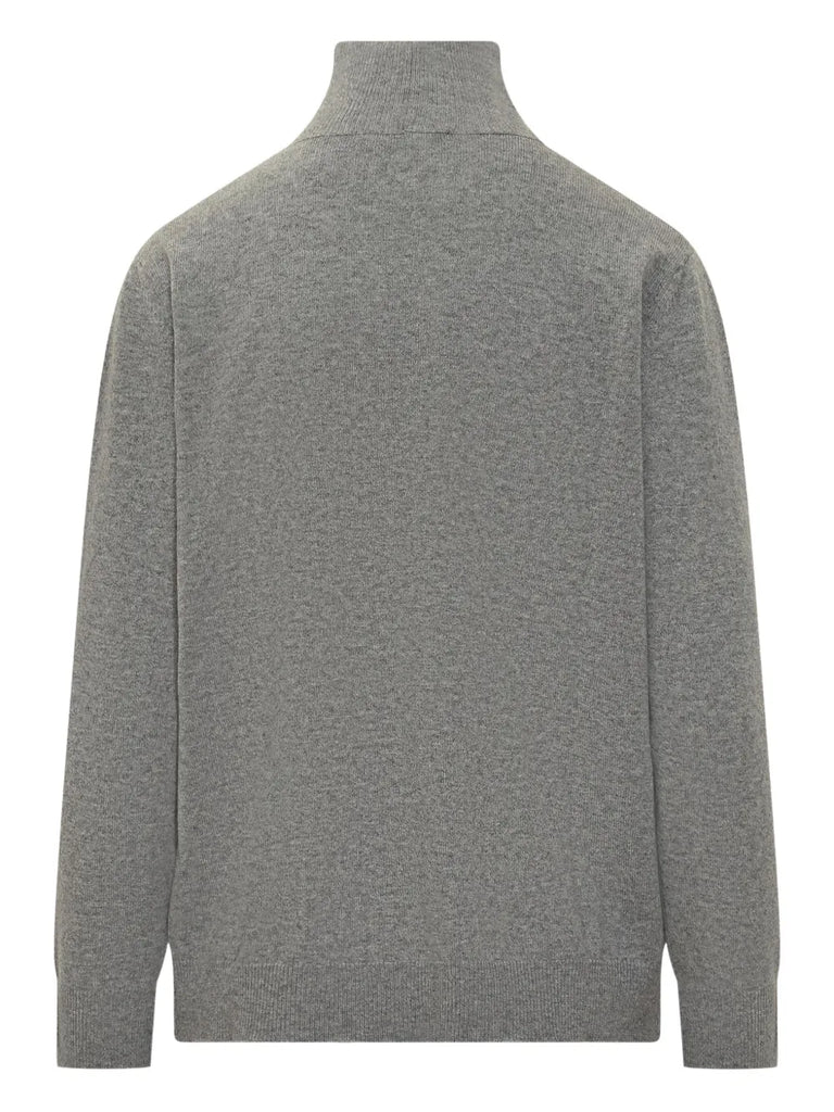 high-neck pin-detail sweater