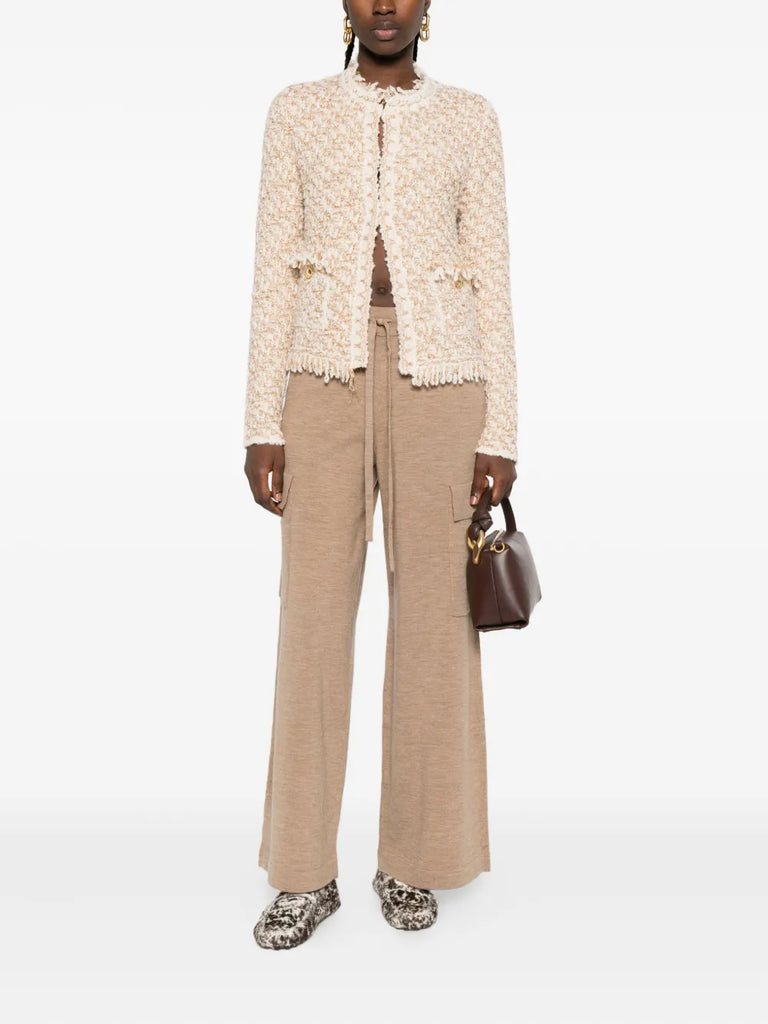 frayed-edge tweed jacket