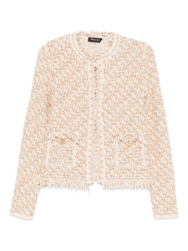frayed-edge tweed jacket