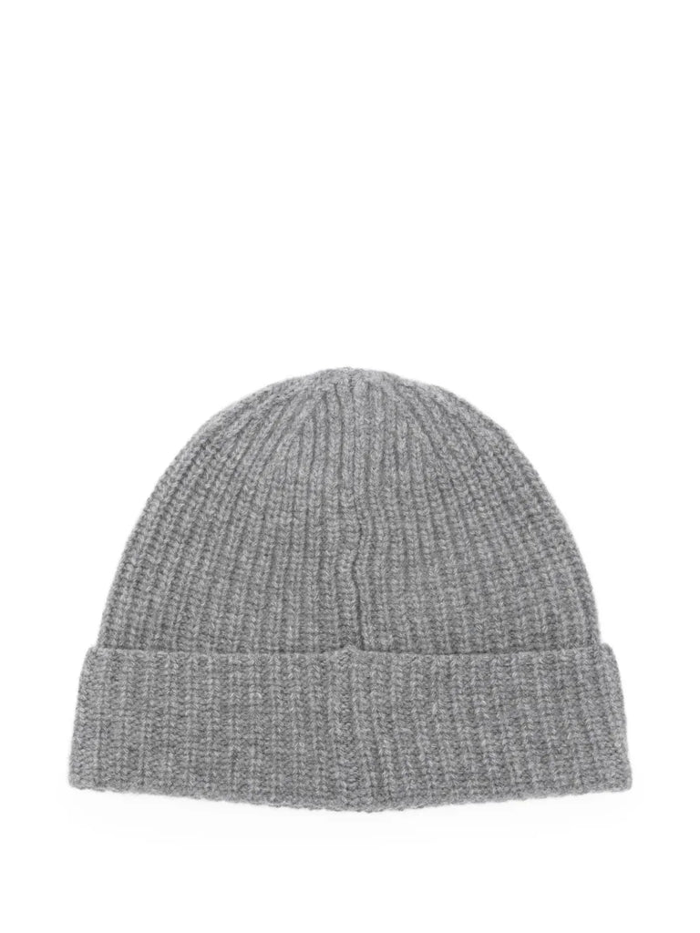 ribbed logo-patch beanie