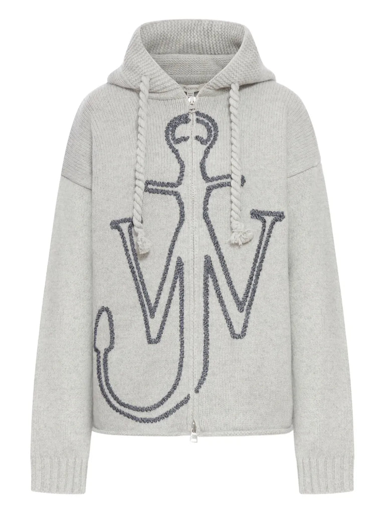 wool anchor-embroidery hoodie