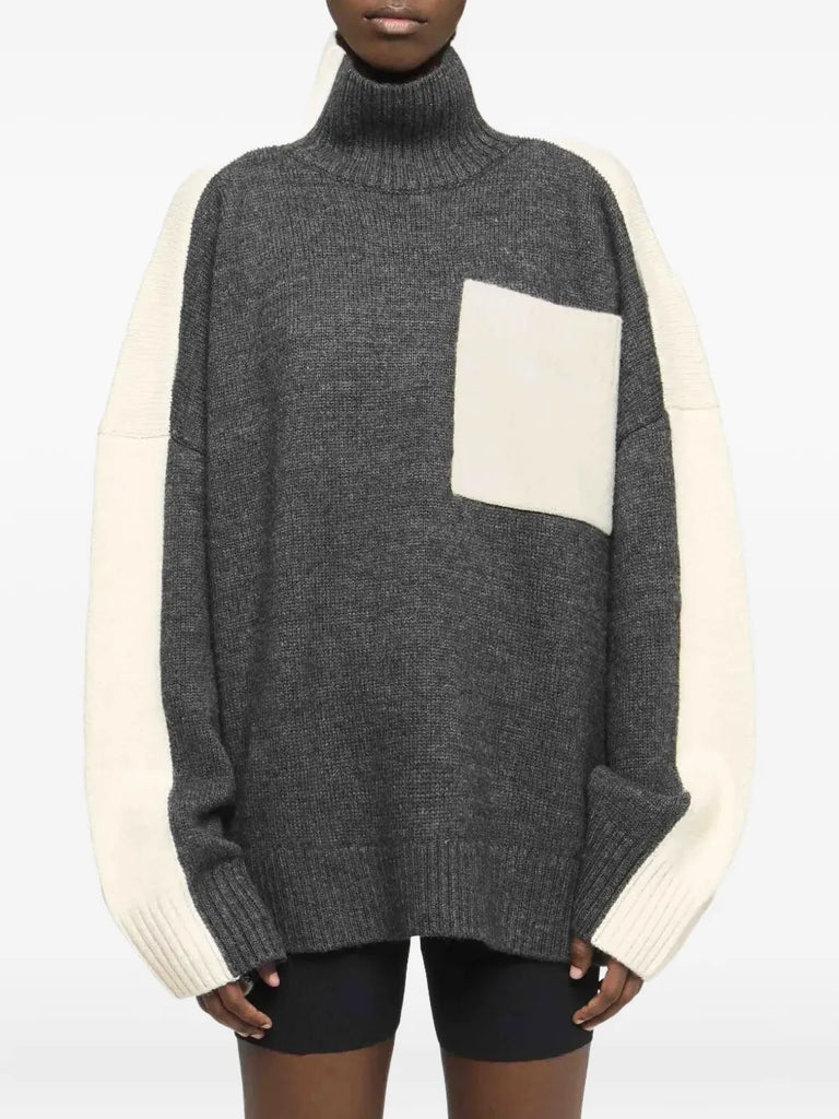 panelled high-neck sweater