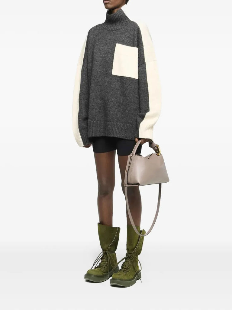 panelled high-neck sweater