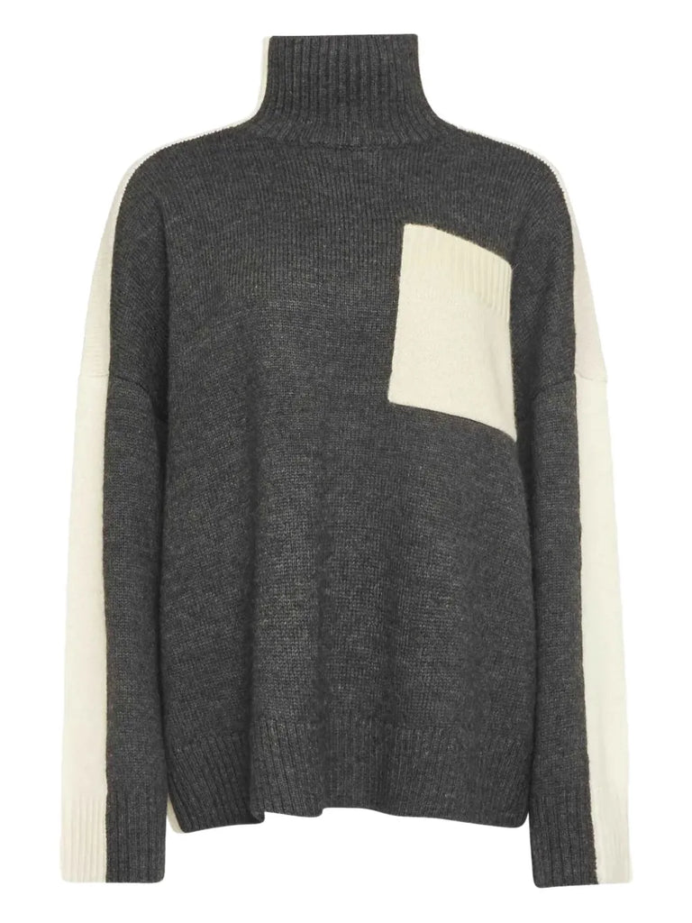 panelled high-neck sweater