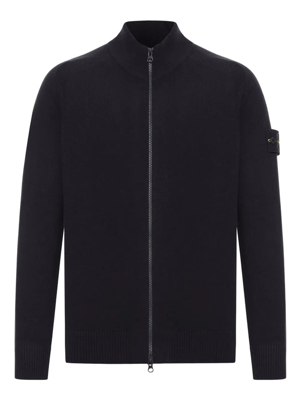 zip-neck wool cardigan