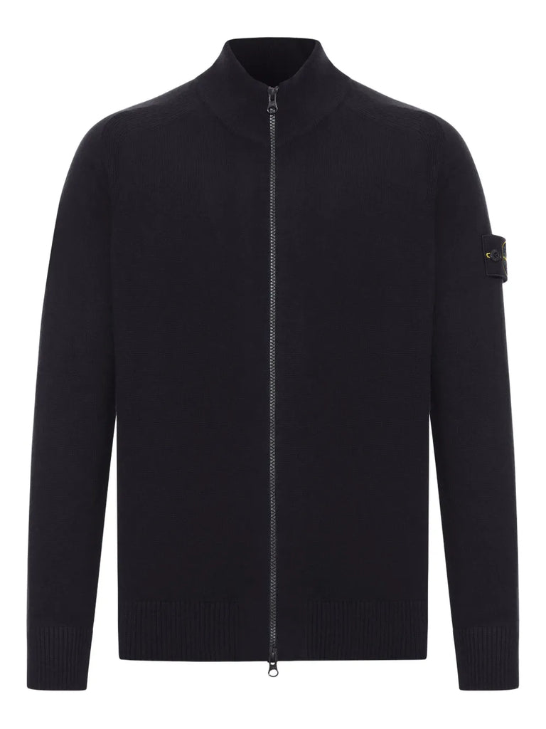 zip-neck wool cardigan
