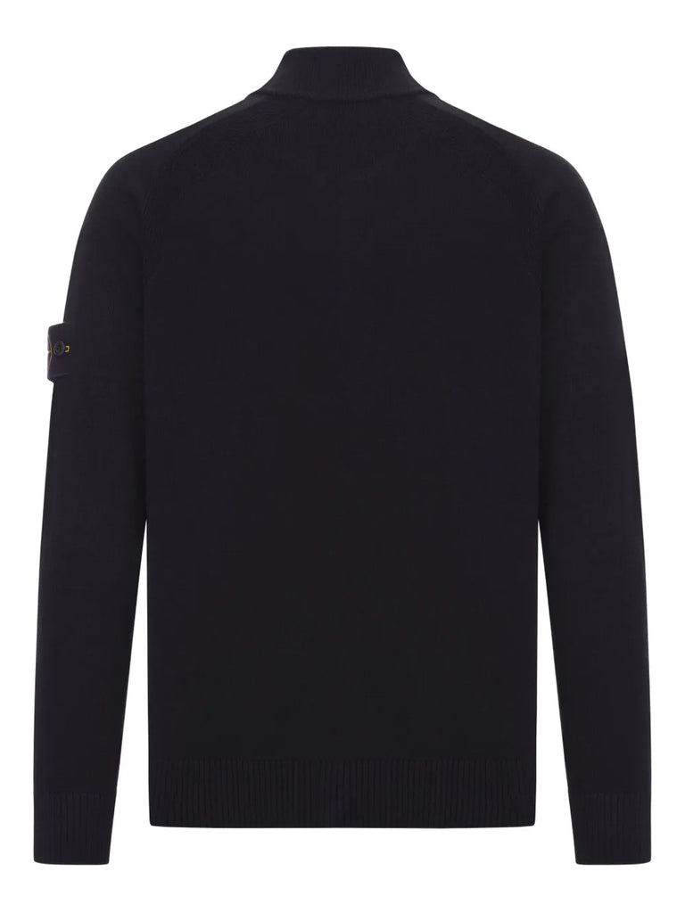 zip-neck wool cardigan