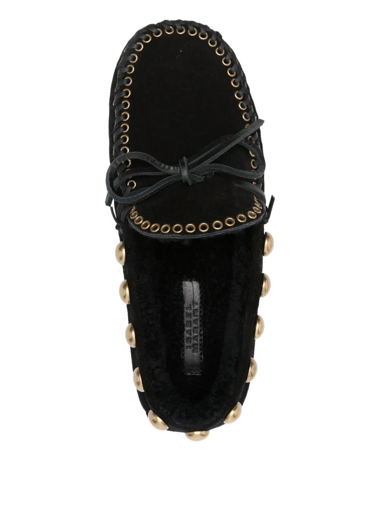 gold-stud embellished loafers
