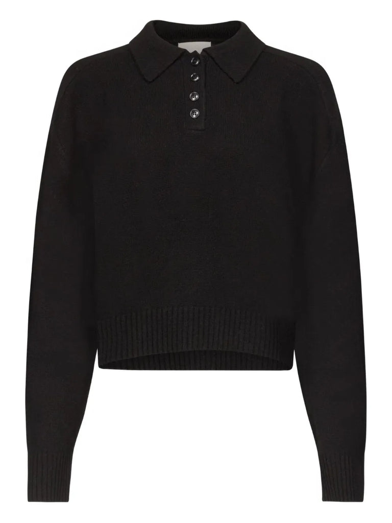 polo-neck ribbed sweater