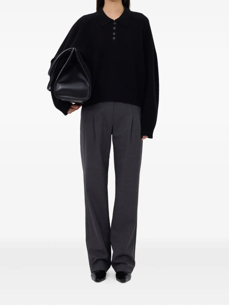 polo-neck ribbed sweater