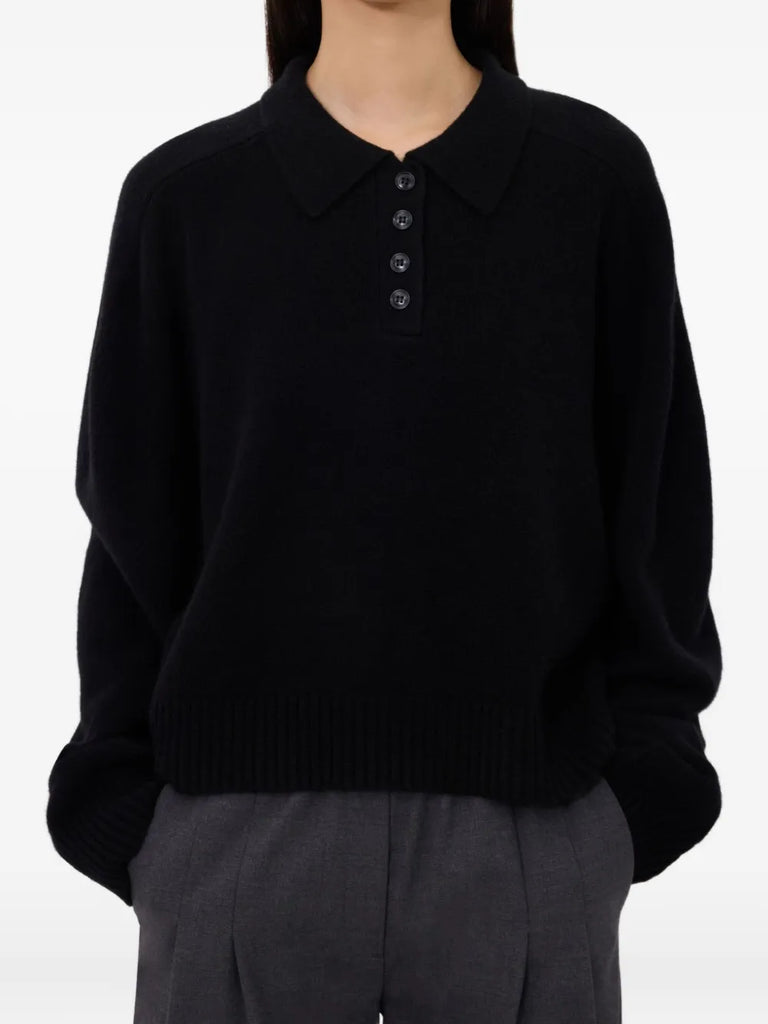 polo-neck ribbed sweater