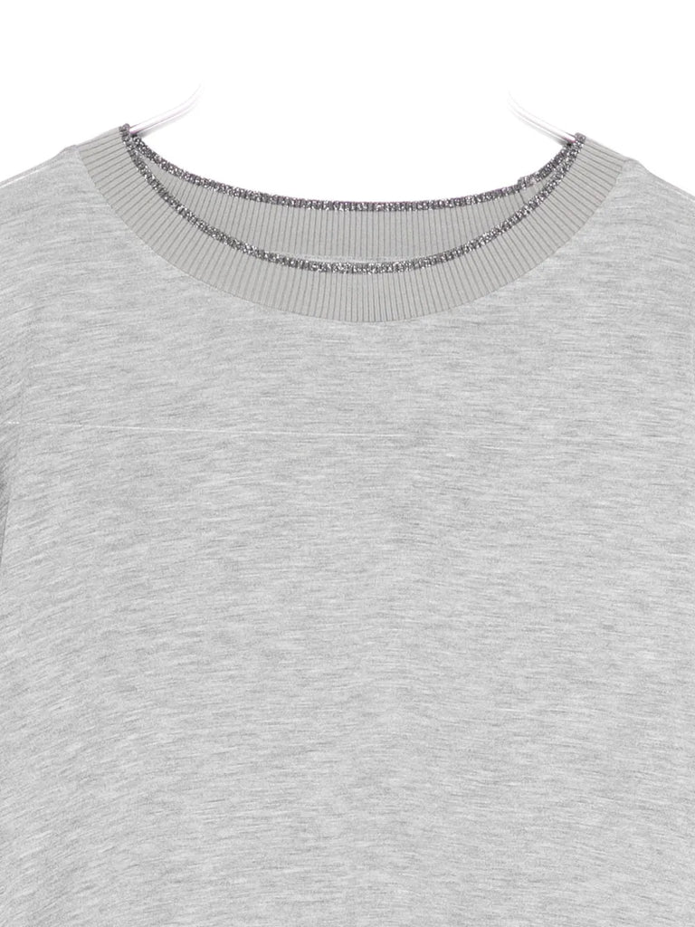 glitter-neck long-sleeve T-shirt