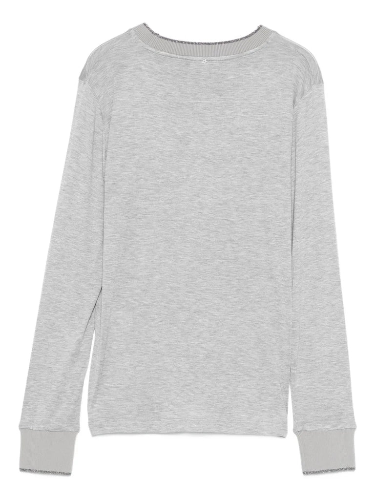 glitter-neck long-sleeve T-shirt