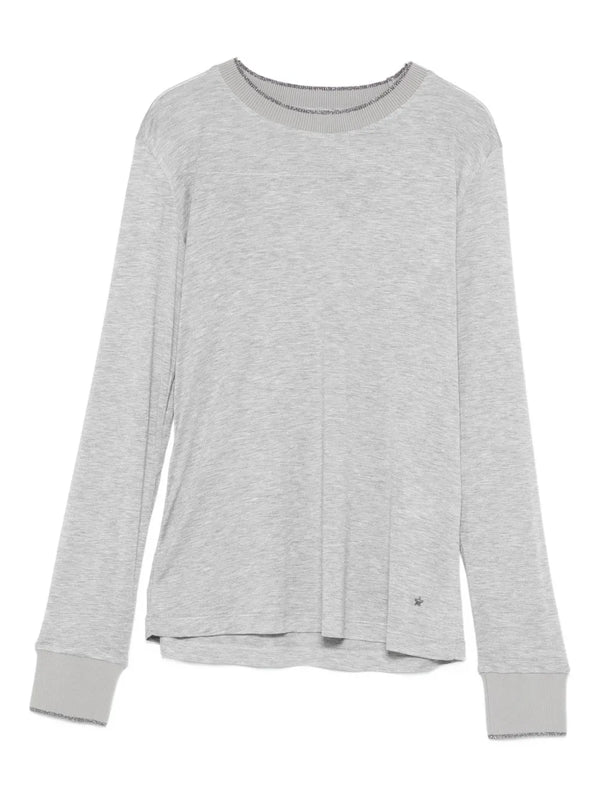 glitter-neck long-sleeve T-shirt