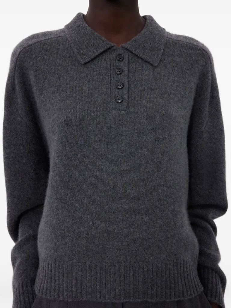 polo-neck ribbed sweater