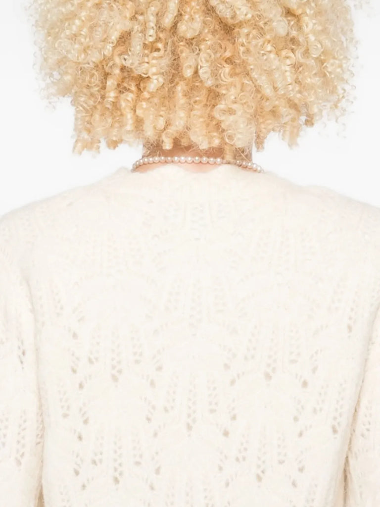 button-front open-knit cardigan