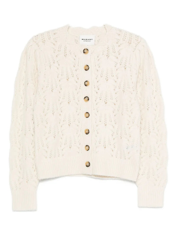 button-front open-knit cardigan