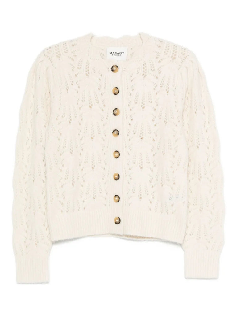 button-front open-knit cardigan