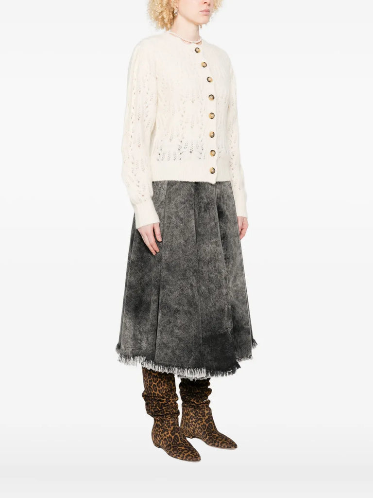 button-front open-knit cardigan