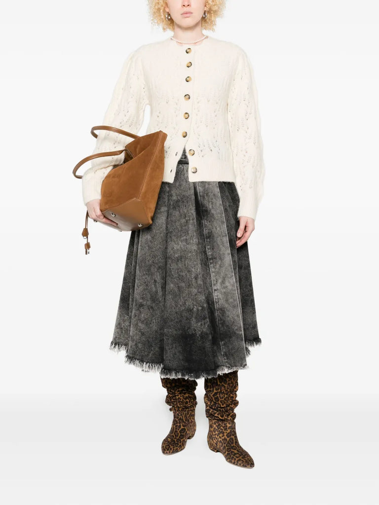 button-front open-knit cardigan